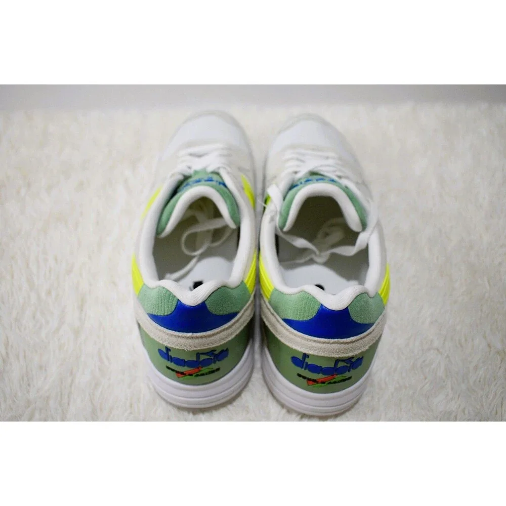 Diadora N92 Italian Vintage Running Sneakers White Yellow Green Blue Men’s 13